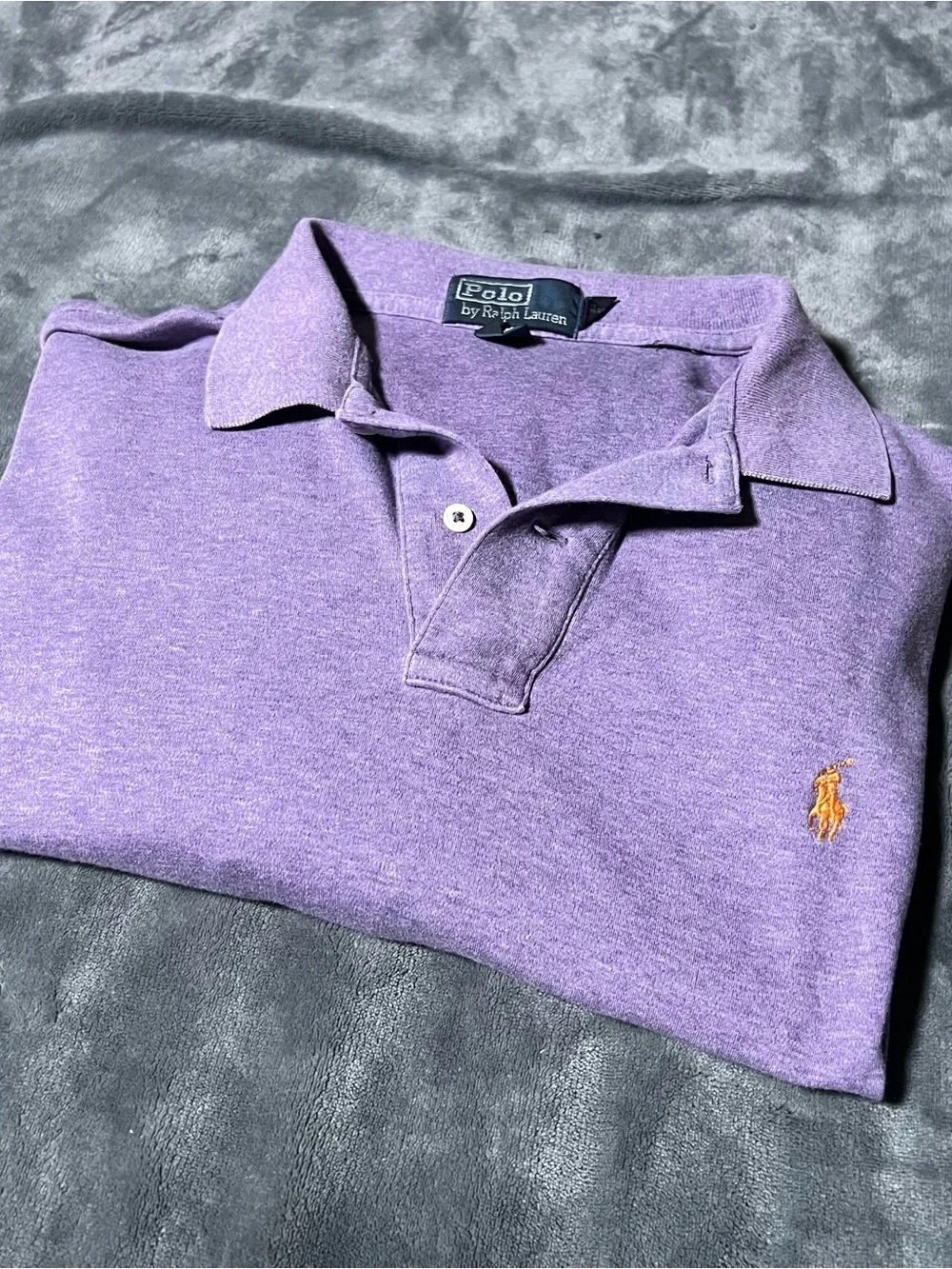 Polo Ralph Lauren Classic Fit Purple Heather Short Sleeve Polo XL Orange Pony